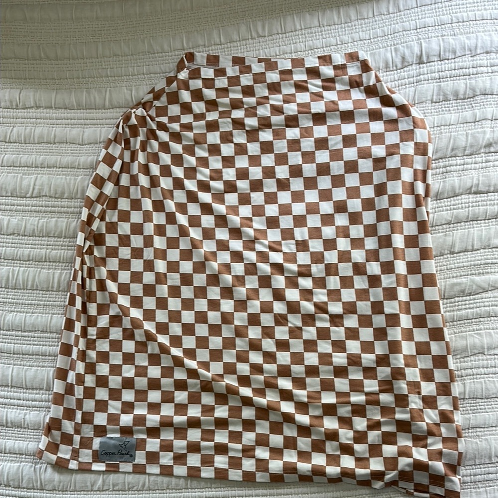 Copper Pearl Brown and White Checkered Kids Blanket